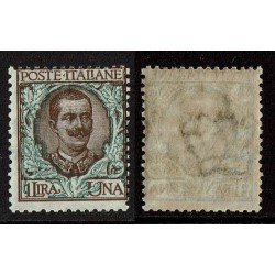 1901 Regno Floreale 1 Lira Sas.77 Nuovo MNH/**