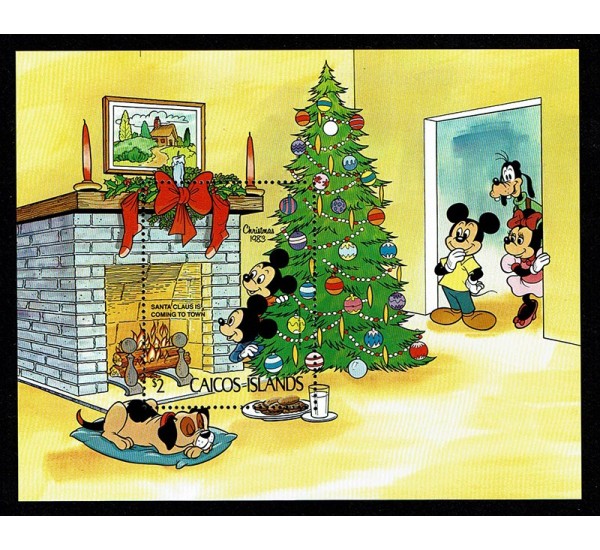 1983 Caicos foglietto Disney foglietto Natale