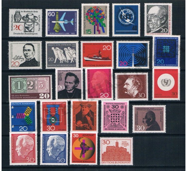 1965/1967 Germania lotto di 24 francobolli MNH/**