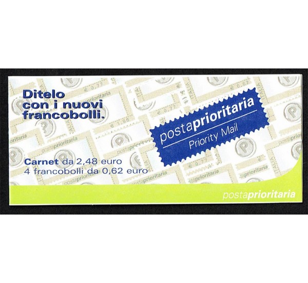 2002 Posta Prioritatia Libretto 0,62x4 nuovo