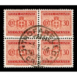 1945 Luogotenenza Segnatasse 30c Sas.77 Quartina usata - Trofarello