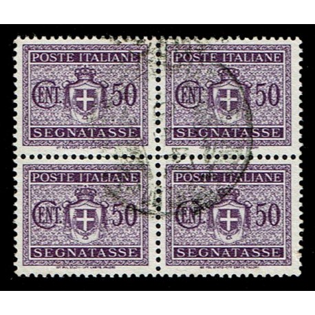 1945 Luogotenenza Segnatasse 50c Sas.79 Quartina usata
