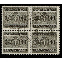 1945 Luogotenenza Segnatasse 40c Sas.89 Quartina usata