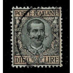 1910 Regno 10 Lire Floreale Sas.91 usato Vitt. Emanuele III