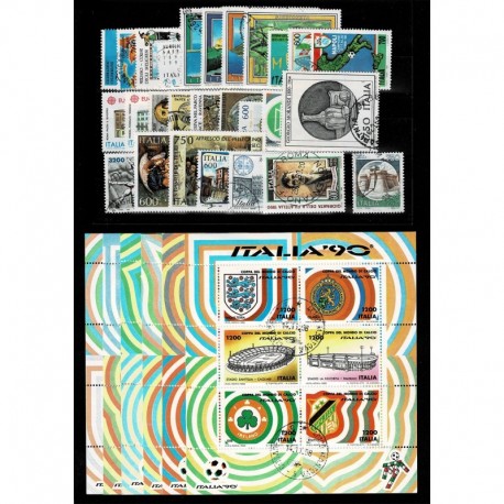 1990 Repubblica annata completa usata 27 francobolli + 6 foglietti