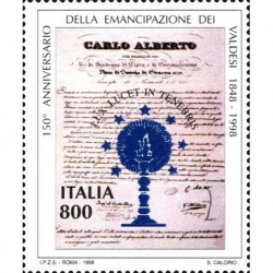 1998 Repubblica 150º anniversario dell'emancipazione dei valdesi