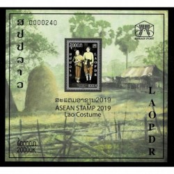 2019 Laos ASEAN iusse - Antichi Costumi foglietto