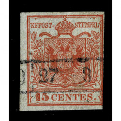 1850 ASI Lombardo Veneto 15cent Sas.3 I Tipo usato