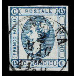 1863 Regno 15cent Litografico I° tipo Sas.12 annullo CO Ancona