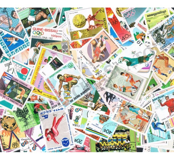 100 Francobolli differenti tematica Sport