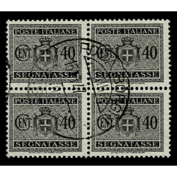 1945 Luogotenenza Segnatasse 40c Sas.89 Quartina usata