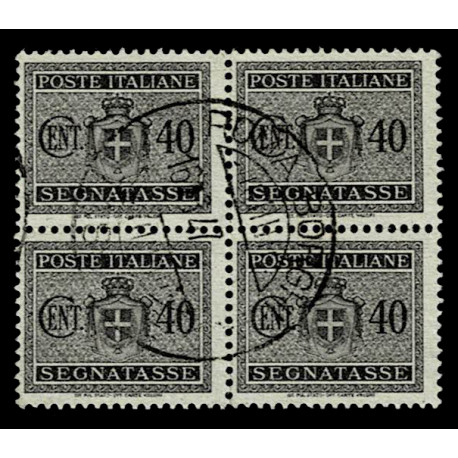 1945 Luogotenenza Segnatasse 40c Sas.89 Quartina usata