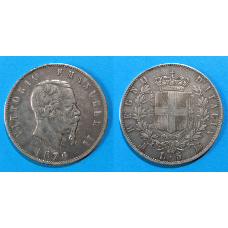 1977 Regno d'Italia 5 Lire Vittorio Emanuele II - Moneta Argento 900