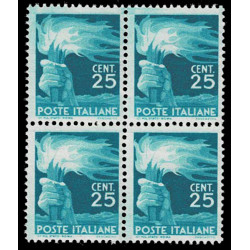 1945 Democratica Cent 25 Sas.545 quartina MNH/**