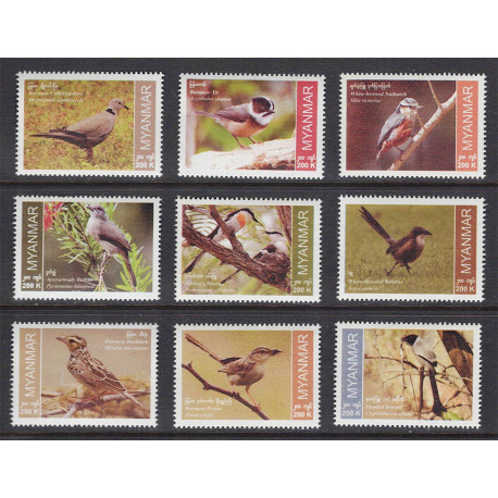 2023 Myanmar Uccelli tipici serie 9 completa MNH/**
