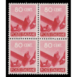 1945 Democratica Cent 80 Sas.549 quartina MNH/**