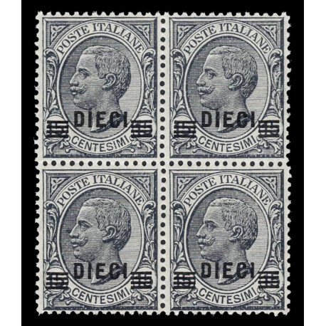 1924 Regno 10c su 15 cent Floreale Sas.175 Quartina MNH/**