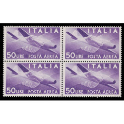 1947 Repubblica Posta Aerea Democratica 50 lire Sas.134 Quartina MNH/**