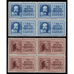 1945 Luogotenenza Posta Pneumatica Galilei e Dante Quartine