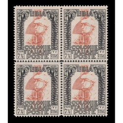 1931 Colonia - Libia Sas.103 Pittorica 7 cent e mezzo Quartina MNH/**