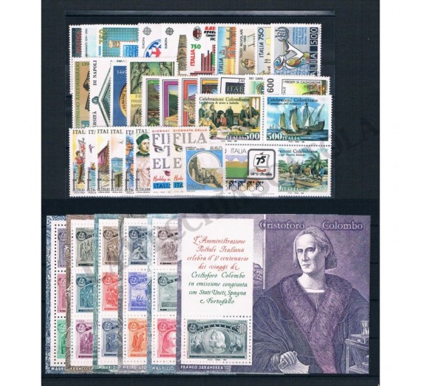 1992 Repubblica Italiana - Annata completa MNH/** 38val +6BF