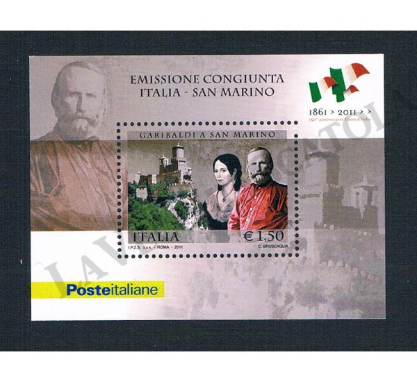 2011 Cittadinanza sammarinese a Giuseppe Garibaldi foglietto MNH/**