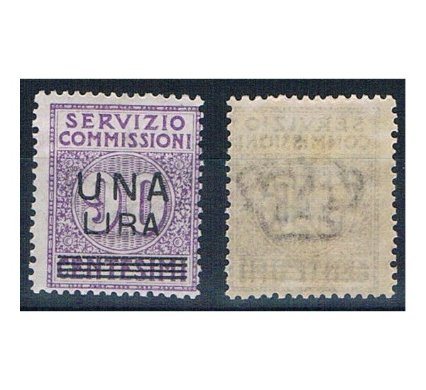 1925 Servizio Commissioni 1 lira su 90cent MLH/*