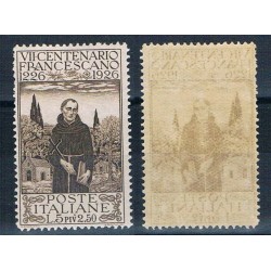 1926 S.Francesco Lire 5 +2,5 Sas.197 MNH/** nuovo