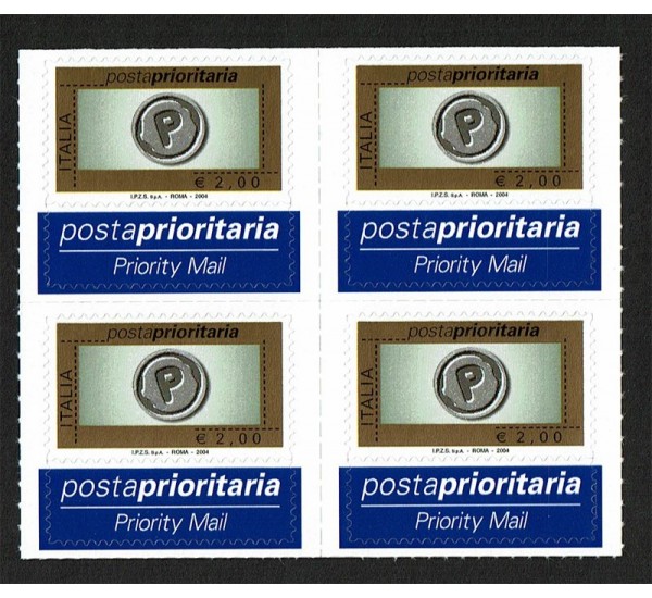 2004 Posta Prioritaria 2,00€ II° emissione Quartina