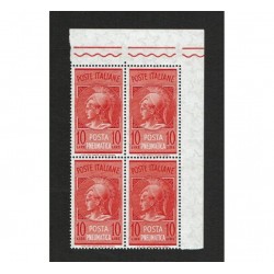 1958 Posta Pneumatica Lire 10 quartina angolo MNH/**
