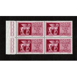 1958 Espresso Lire 75 Cavalli Alati Quartina MNH/**