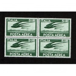 1962 Posta Aerea Lire 5 Sas.155 Quartina MNH/**