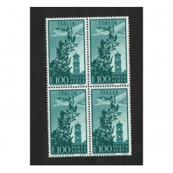 1955 Posta Aerea Campidoglio Lire 100 Sas.148 Quartina MNH/**