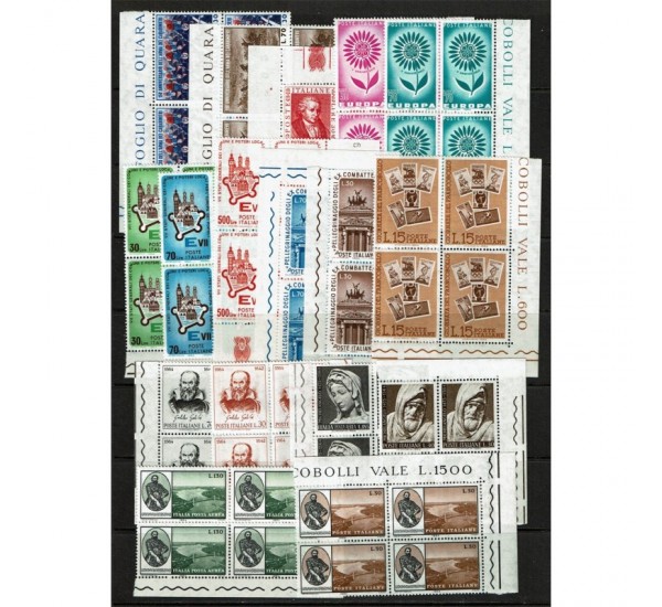 1964 Repubblica Annata completa in Quartine angolo MNH/**