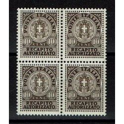 1930 Recapito Autorizzato Sas.3 Quartina MNH/**
