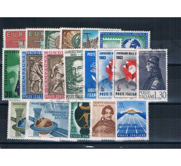 1963 Repubblica Italiana - Annata completa MNH/** 19val