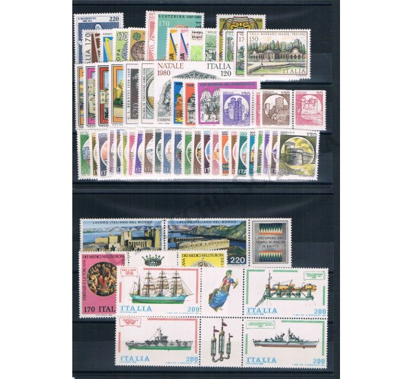 1980 Repubblica Italiana - Annata completa MNH/** 60val con Castelli