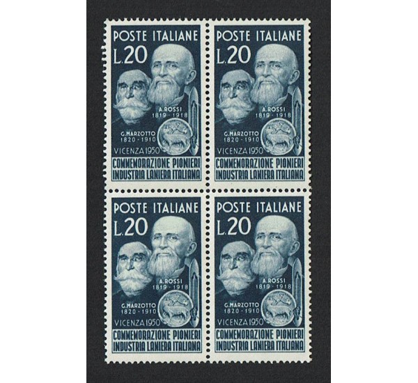 1950 - Pionieri industria laniera italiana - Quartina MNH/**