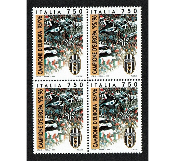 1996 Juve Campione d'Europa Quartina MNH/**