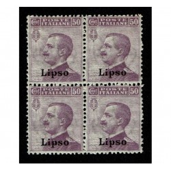 1912 Colonie Egeo Lipso 50cent Sas.7 Quartina MNH/**